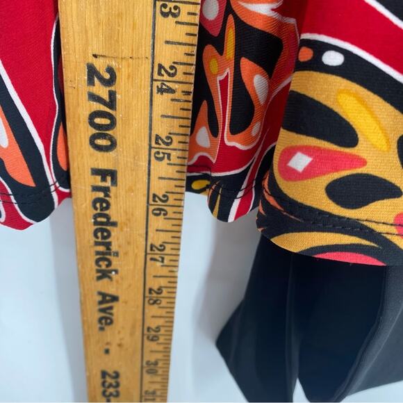 Bob Mackie Top Faux Wrap with Waist Tie Abstract Print Avant Guard Colorful XL - Picture 6 of 8